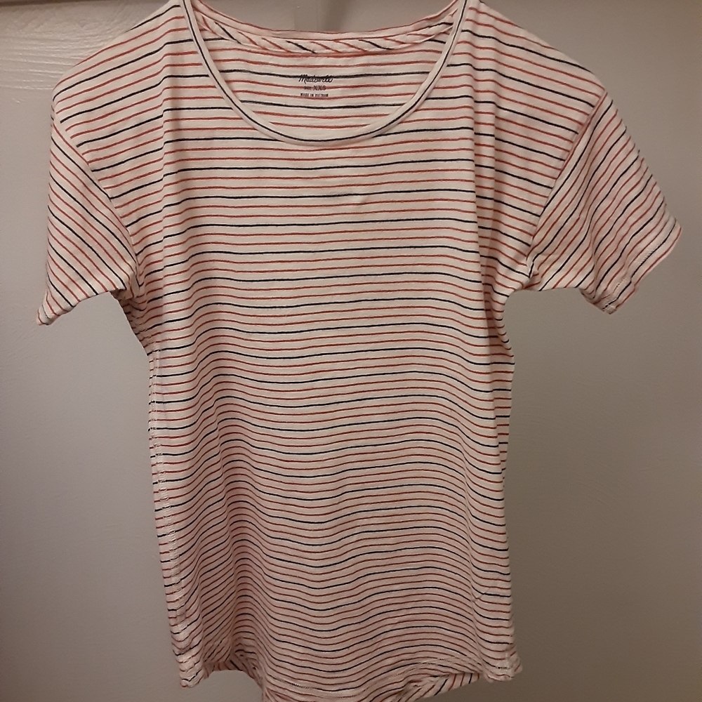 Madewell Red, Blue and Cream Striped Top